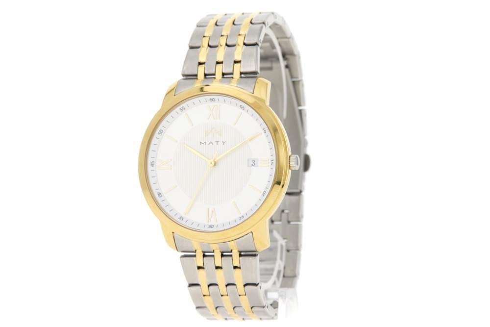 Montre MATY homme, bracelet acier inoxydable bicolore - vue 2