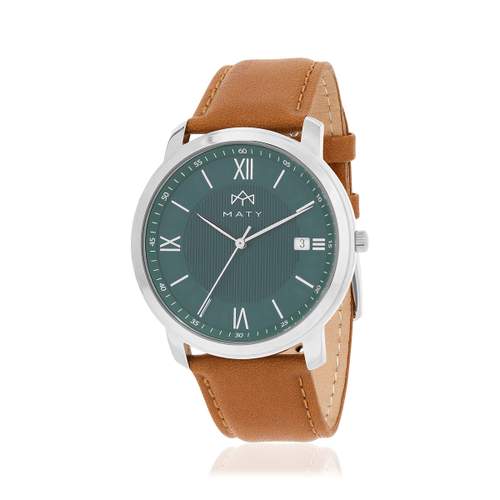 MATY men's watch, brown leather strap