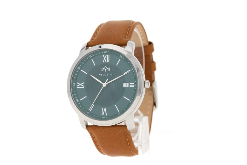 Montre MATY homme, bracelet cuir marron - vue 2