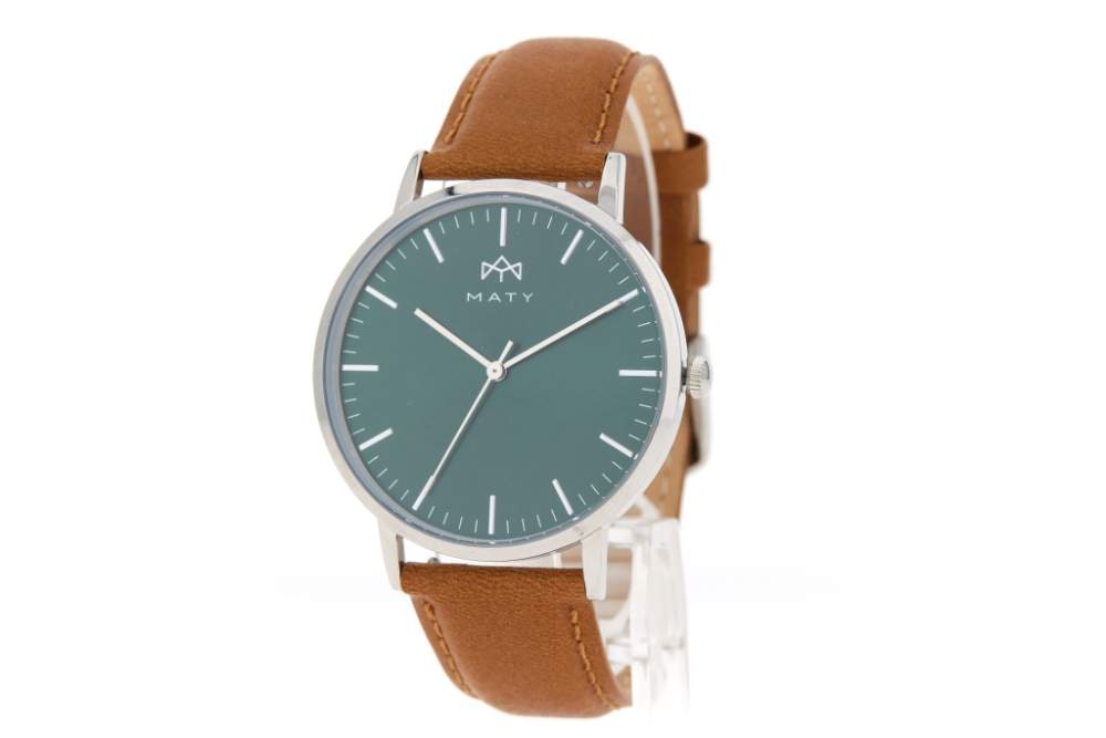 Montre MATY homme, bracelet cuir marron - vue 2