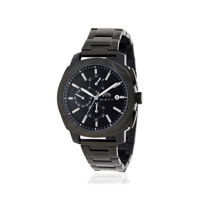 Montre MATY homme, bracelet acier inoxydable noir