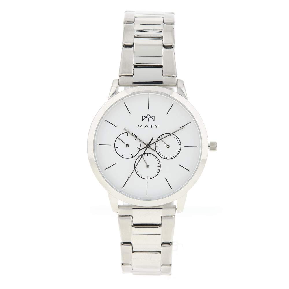 Montre MATY homme chronographe, bracelet acier inoxydable argent - vue 1