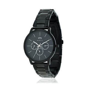 Montre MATY homme chronographe, bracelet acier inoxydable noir