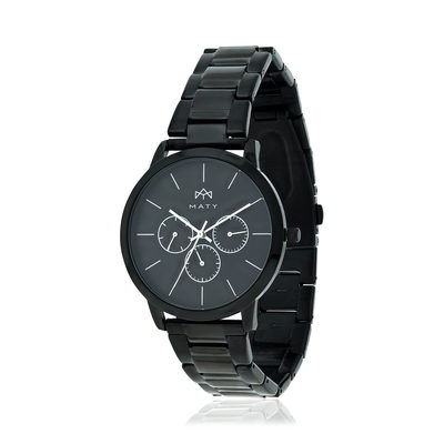 MATY Men's Chronograph Watch, Black Stainless Steel Strap