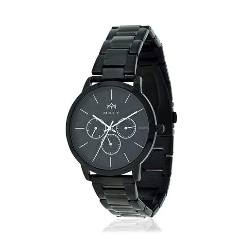 Montre MATY homme chronographe, bracelet acier inoxydable noir
