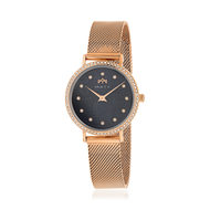 Montre MATY femme, bracelet acier inoxydable doré rose