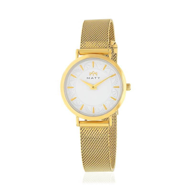 Montre MATY femme, bracelet acier inoxydable doré - vue 1