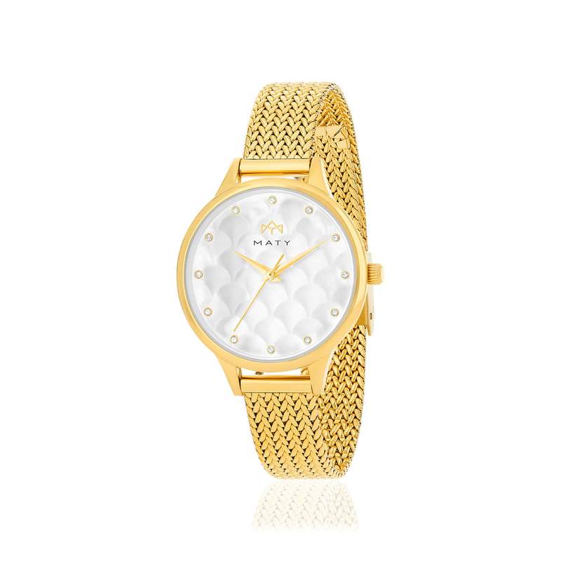 Montre MATY femme, bracelet acier inoxydable doré - vue 1
