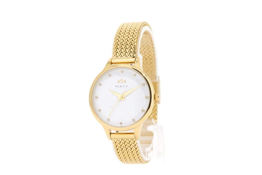 Montre MATY femme, bracelet acier inoxydable doré - vue 2