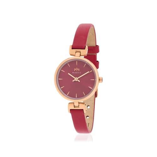 MATY ladies' watch, red leather strap