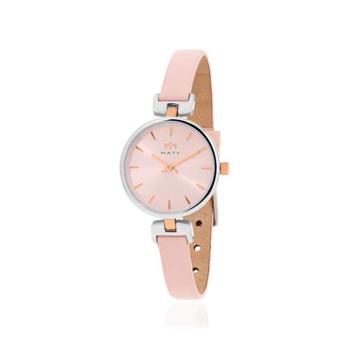 MATY women's watch, pink leather strap