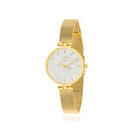 Montre MATY femme, bracelet maille milanaise acier inoxydable doré