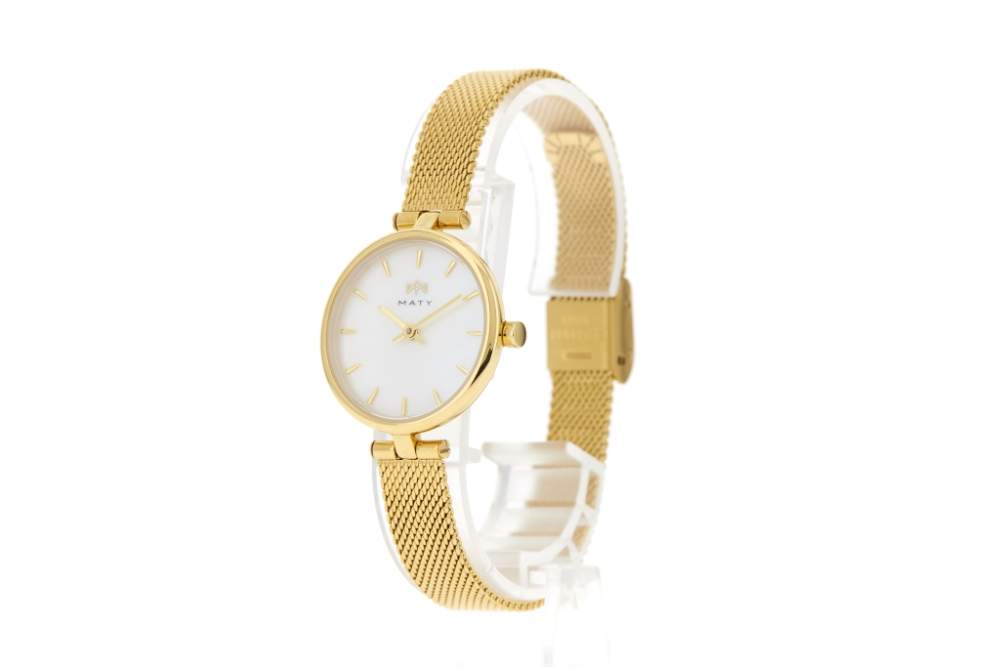 Montre MATY femme, bracelet maille milanaise acier inoxydable doré - vue 3