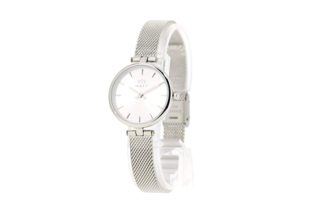 Montre MATY femme, bracelet maille milanaise acier inoxydable argent - vue 2