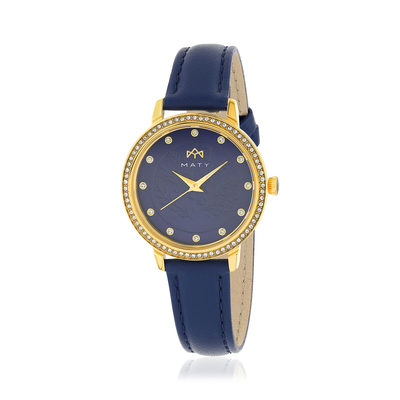 Montre MATY femme bracelet cuir bleu
