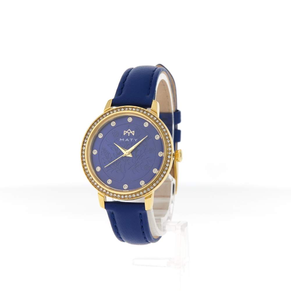 Montre MATY femme bracelet cuir bleu - vue 2