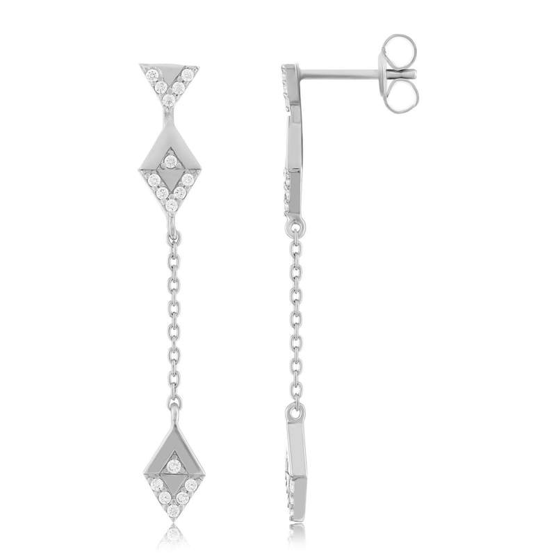 Boucles d'oreilles argent 925 pendants triangles zirconias - vue 1