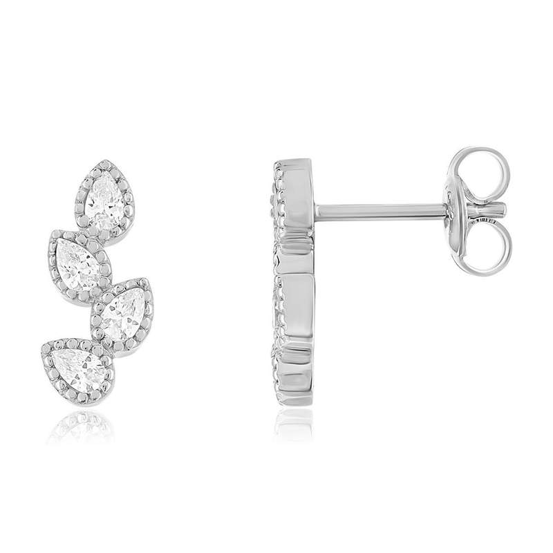 925 sterling silver square-shaped zirconia earrings - view 1