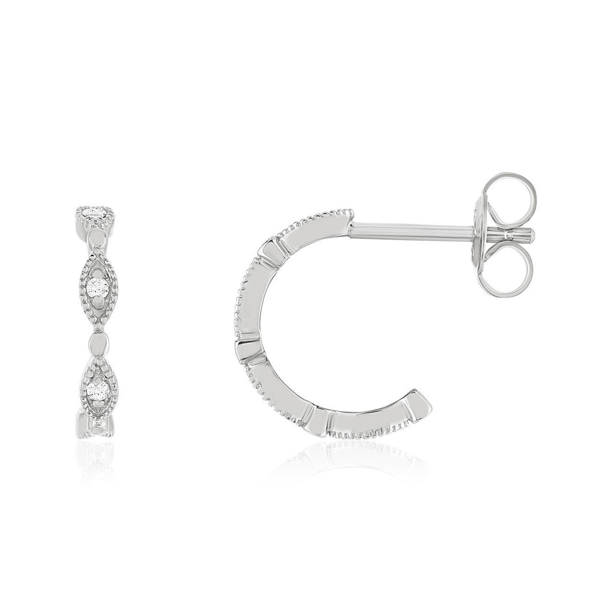 925 silver half hoop earrings with zirconias