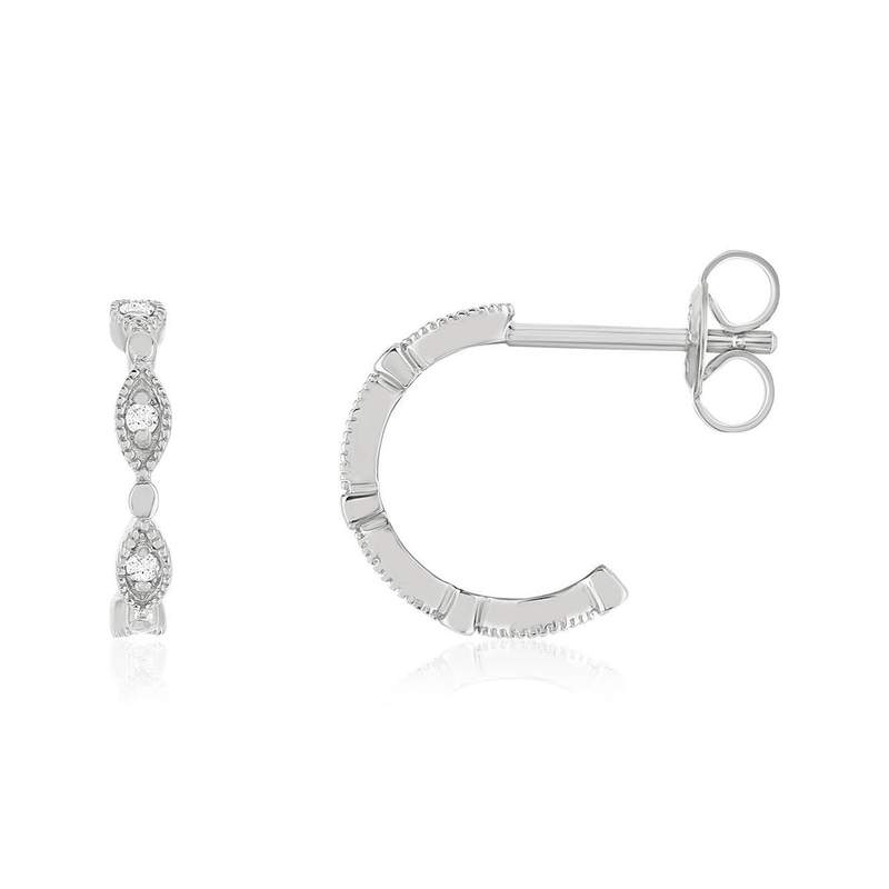 Boucles d'oreilles demi créoles argent 925 zirconias - vue 1