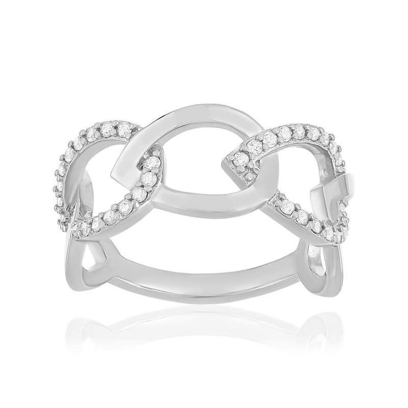 Ring silver 925 zirconias - view 1