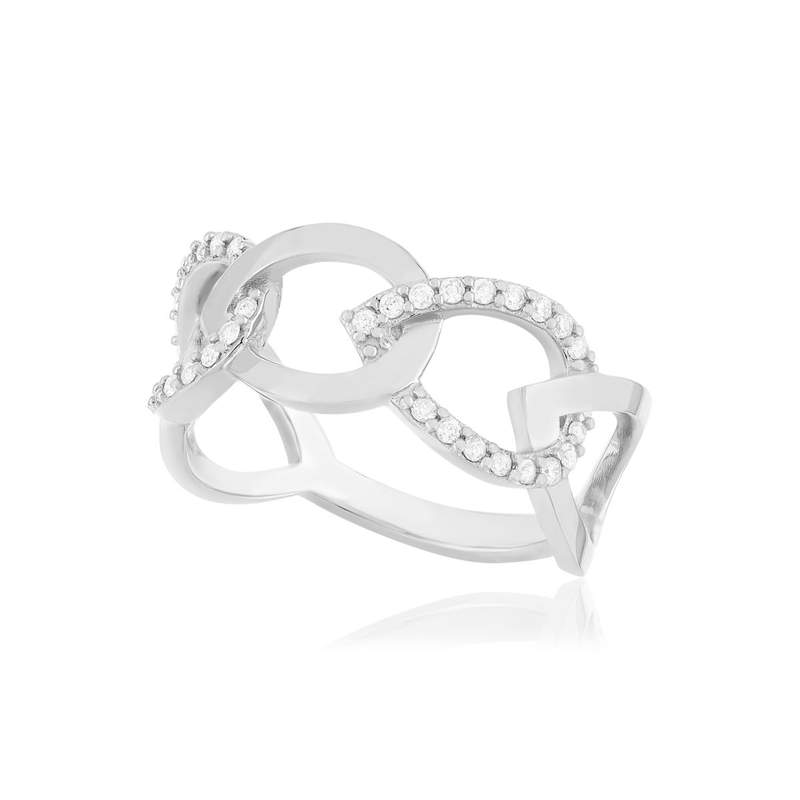 Silver ring 925 zirconias - view D1