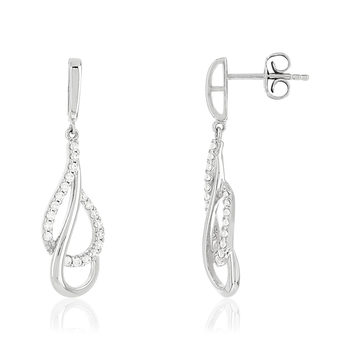 Boucles d'oreilles argent 925 pendants gouttes zirconias