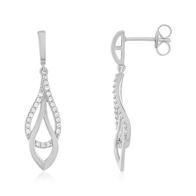 Boucles d'oreilles argent 925 pendants gouttes zirconias - vue 1