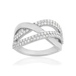 Bague argent 925 anneaux entrelacés zirconias - vue 1