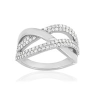 925 silver ring with interlaced zirconia rings