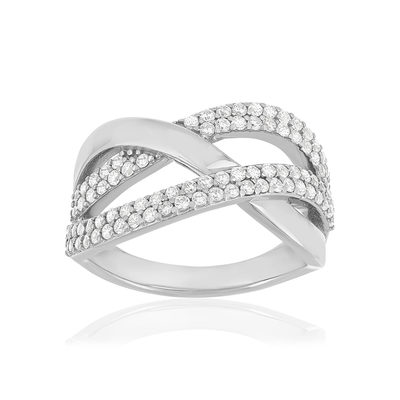 Bague argent 925 anneaux entrelacés zirconias