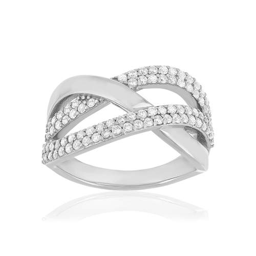 Bague argent 925 anneaux entrelacés zirconias