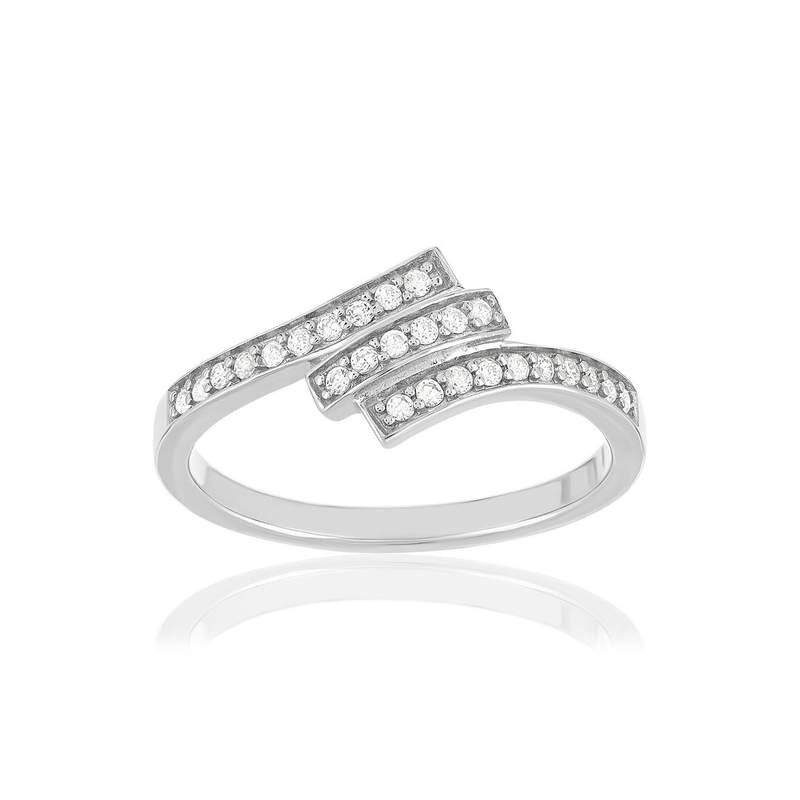Bague argent 925 zirconias - vue 1