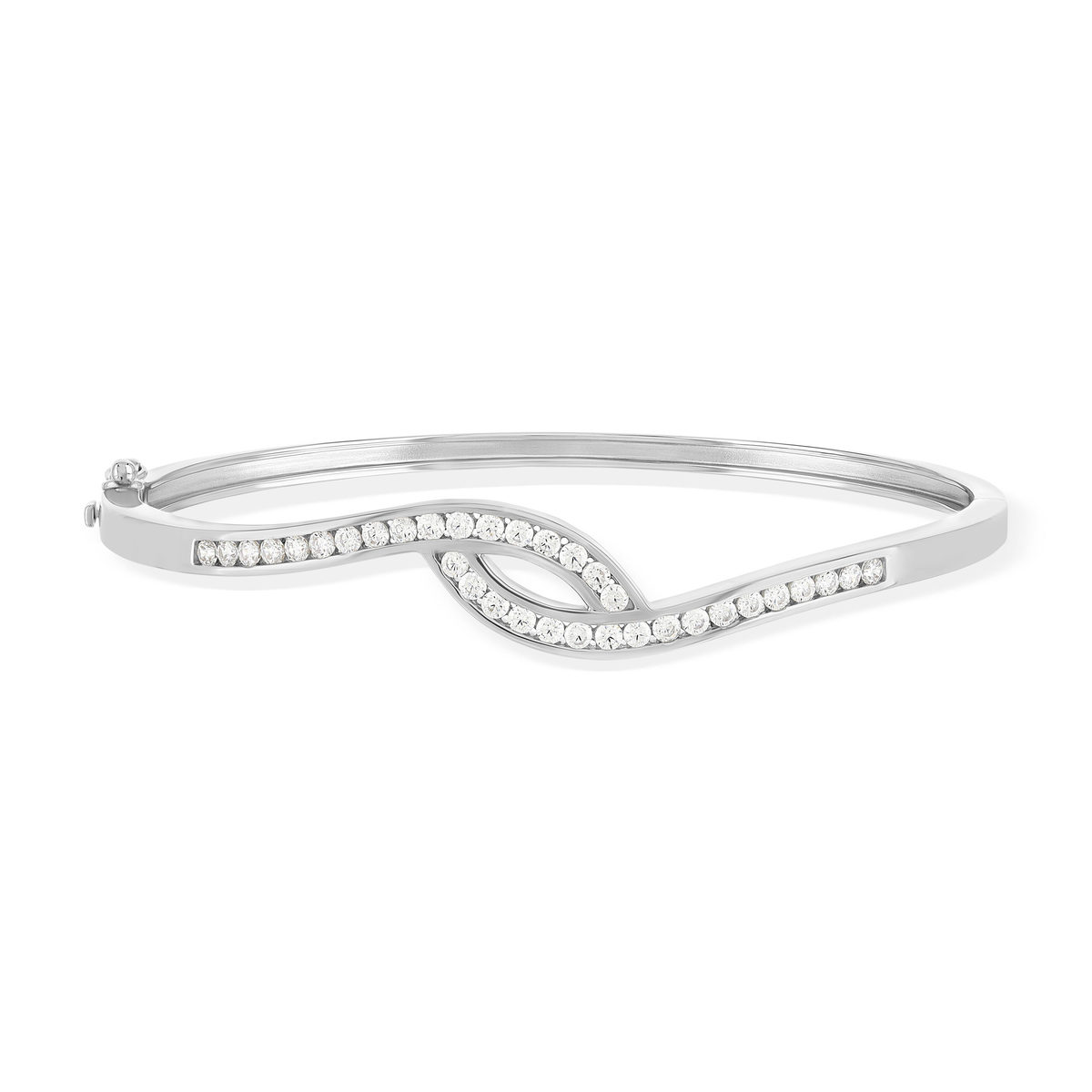 925 sterling silver bangle with zirconia stones, 60 mm - view 1