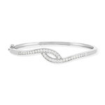 925 sterling silver bangle with zirconia stones, 60 mm - view 1