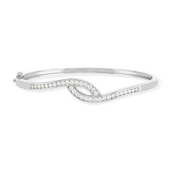 Bracelet argent 925 rigide zirconias 60 mm