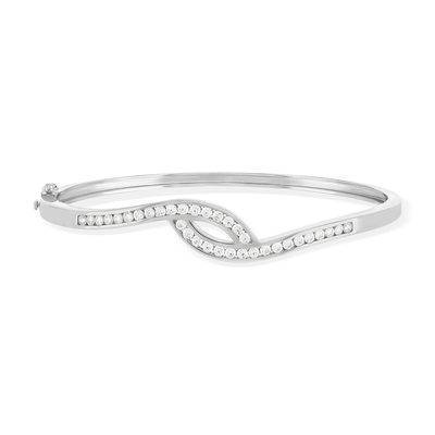 Bracelet argent 925 rigide zirconias 60 mm
