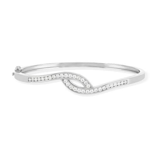 Bracelet argent 925 rigide zirconias 60 mm