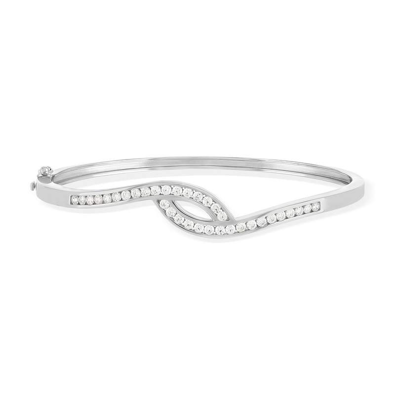Bracelet argent 925 rigide zirconias 60 mm - vue 1