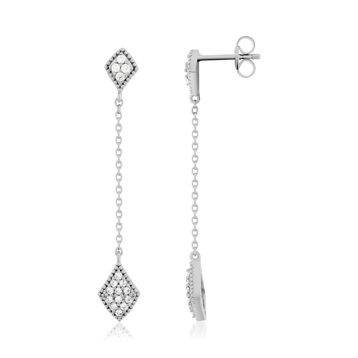 Boucles d'oreilles pendants argent 925 zirconias forme de goutte