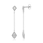 Boucles d'oreilles pendants argent 925 zirconias forme de goutte - vue 1
