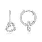 Créoles argent 925 zirconias, motif cercle - vue 1