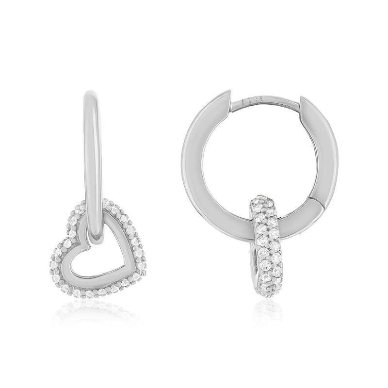 Créoles argent 925 zirconias, motif cercle - vue 1