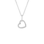Collier argent 925 zirconias motif anneau et coeur entrelacés 45 cm - vue 1
