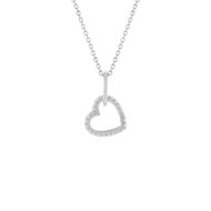 Collier argent 925 zirconias motif anneau et coeur entrelacés 45 cm