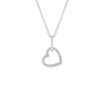 Collier argent 925 zirconias motif anneau et coeur entrelacés 45 cm