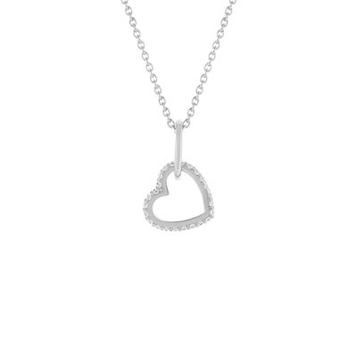 Collier argent 925 zirconias motif anneau et coeur entrelacés 45 cm