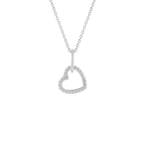 Collier argent 925 zirconias motif anneau et coeur entrelacés 45 cm