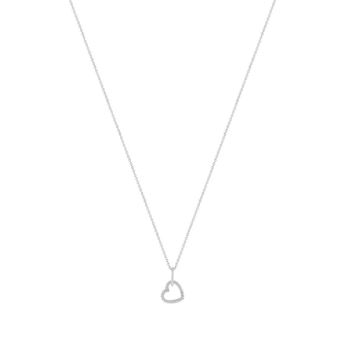 Collier argent 925 zirconias motif anneau et coeur entrelacés 45 cm - vue 2