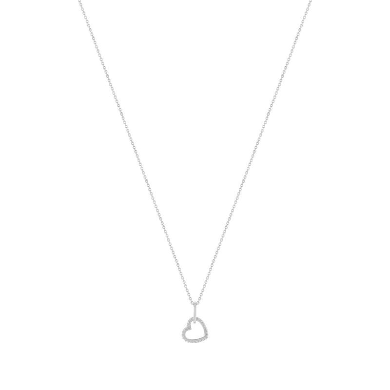 Collier argent 925 zirconias motif anneau et coeur entrelacés 45 cm - vue 2